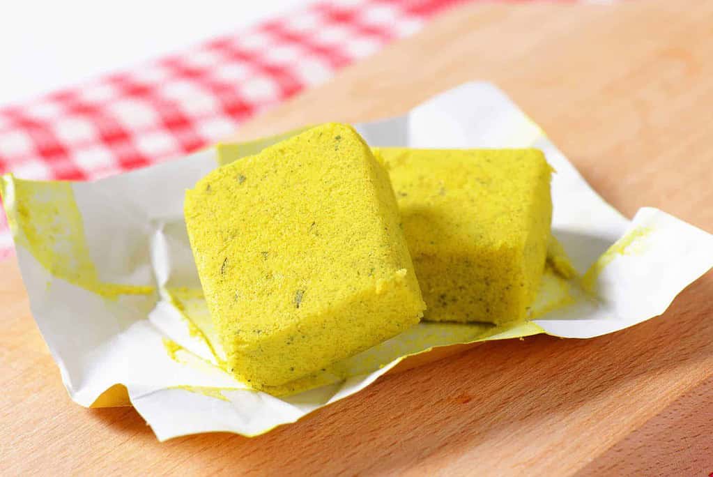 bouillon cubes on a cutting board