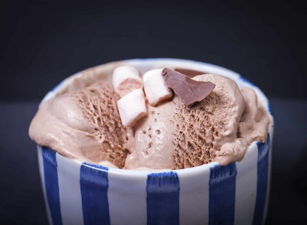melting vanilla and chocolate ice cream