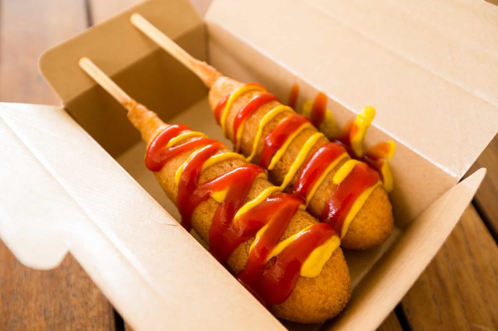 corn dogs with mozzarella sticks