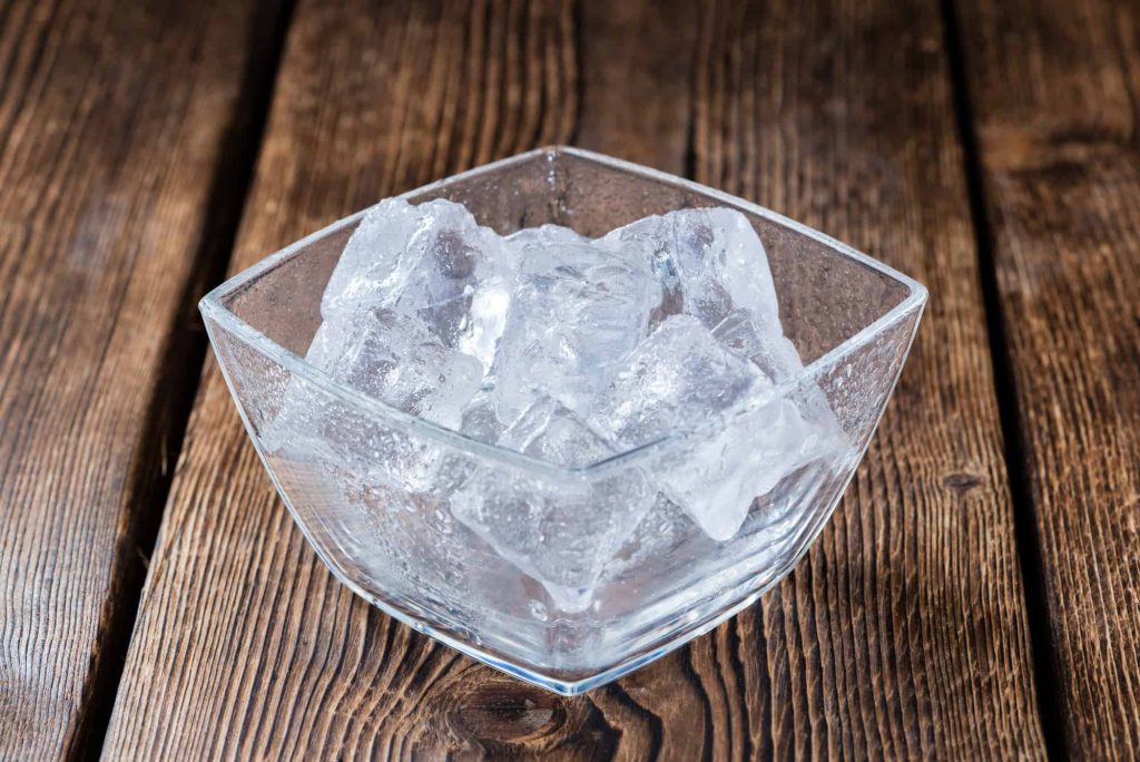 ice cubes in a bowl