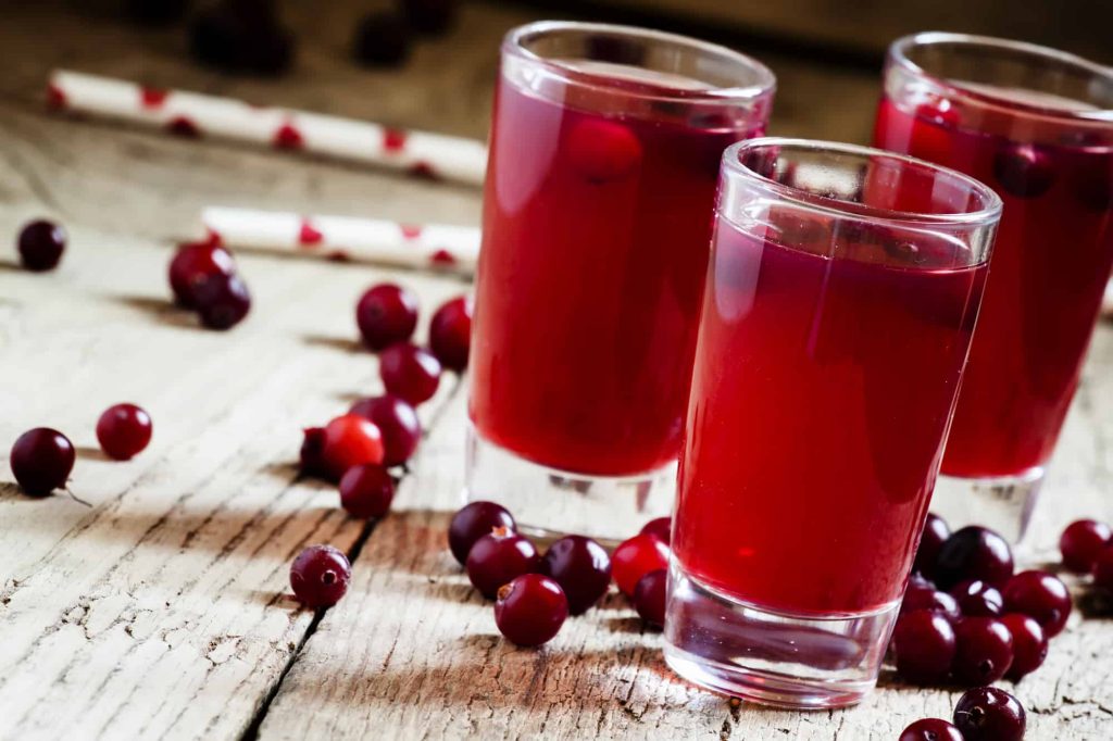 Cranberry juice in glasses