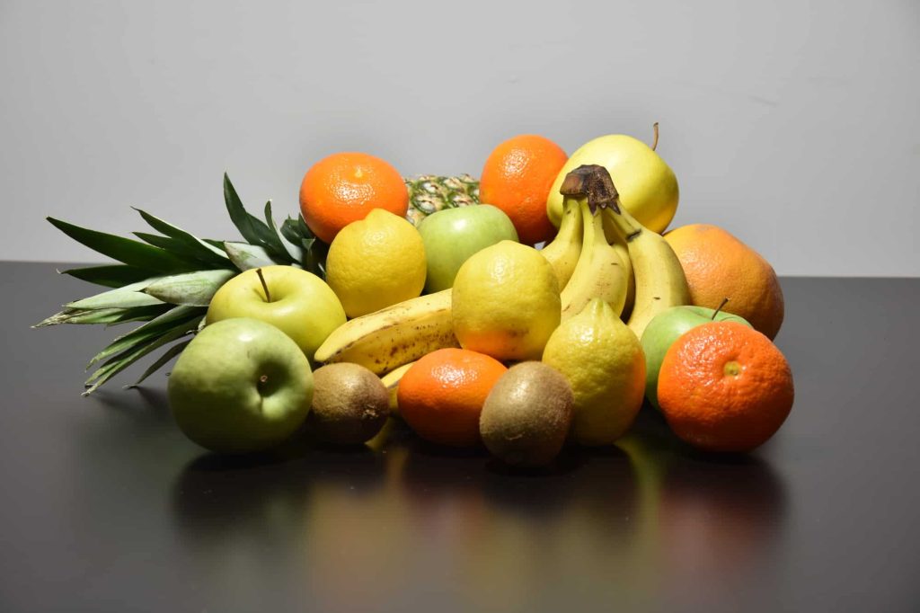 fresh fruits on a kitchen countertop