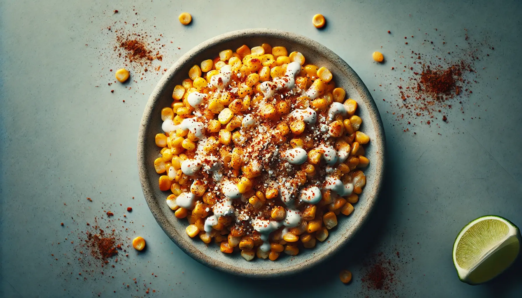 Esquites, Mexican corn in a cup, the kernels tossed with butter, chilli and cheese and eaten with a spoon.