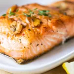 Grilled Salmon with garlic and herb