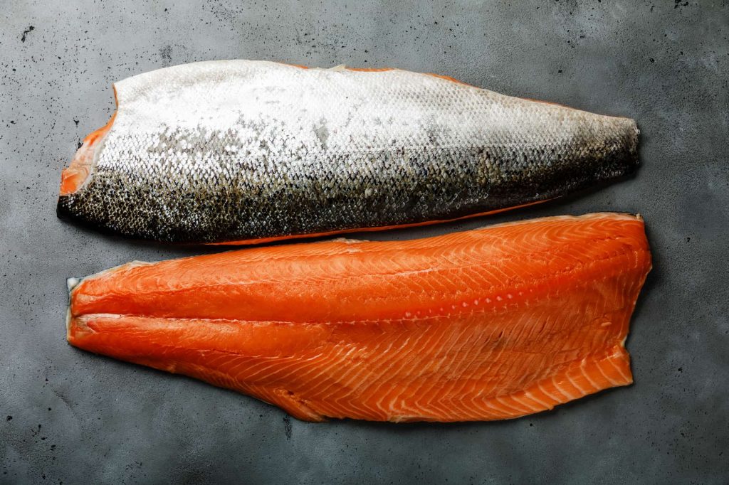 raw salmon with skin