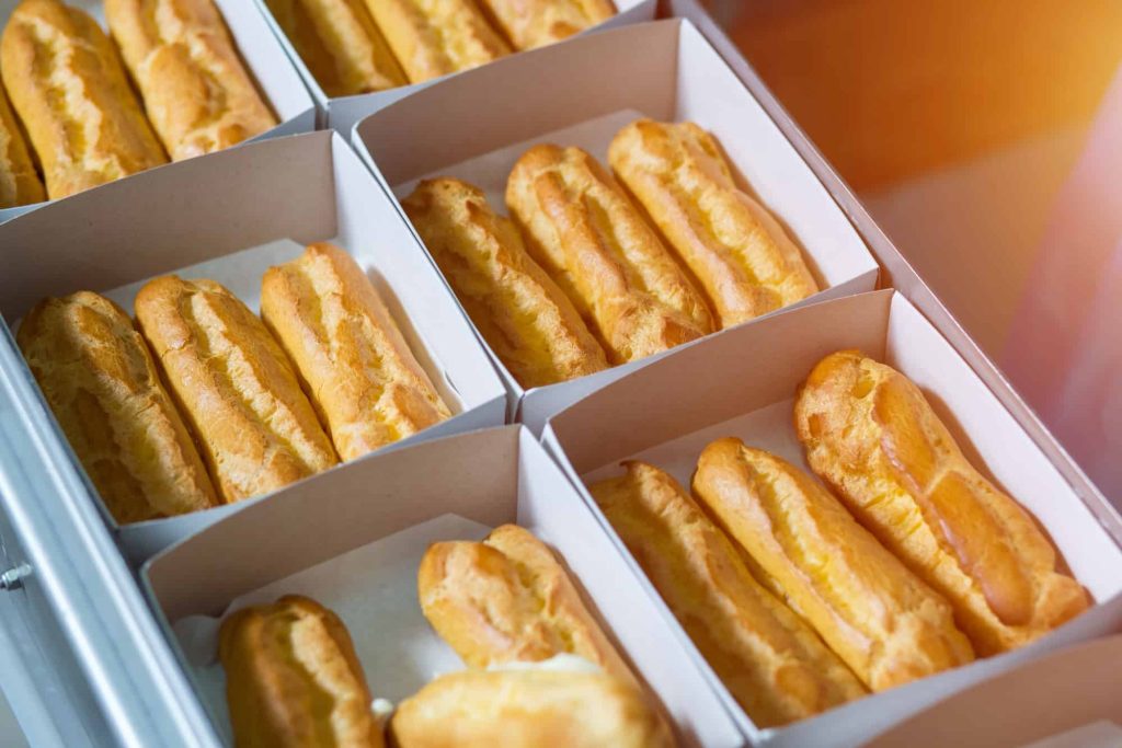 eclair shells in boxes