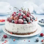 vanilla ice cream cake with berries on top