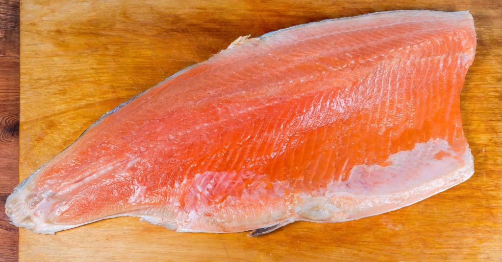 fresh trout fillet to make sushi