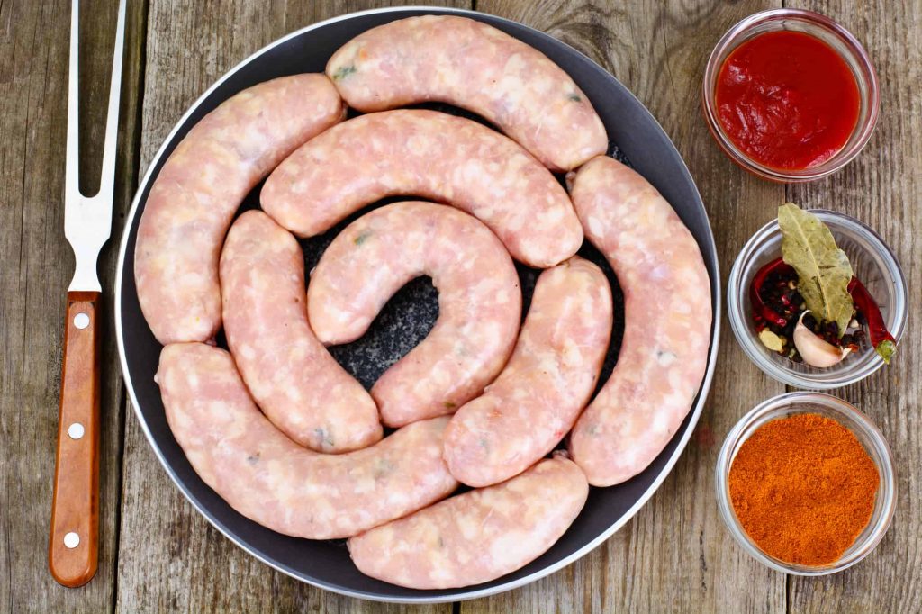 chicken sausage on a pan