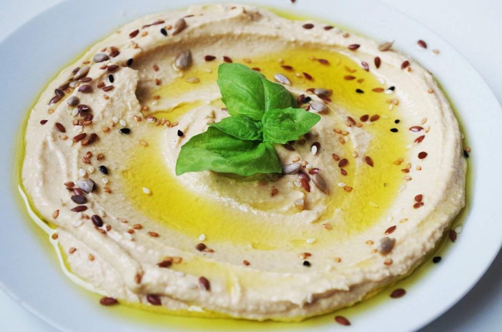 hummus dip on a plate