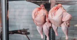 whole chicken with skin in grocery store