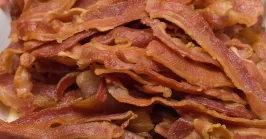 Slices of fried bacon