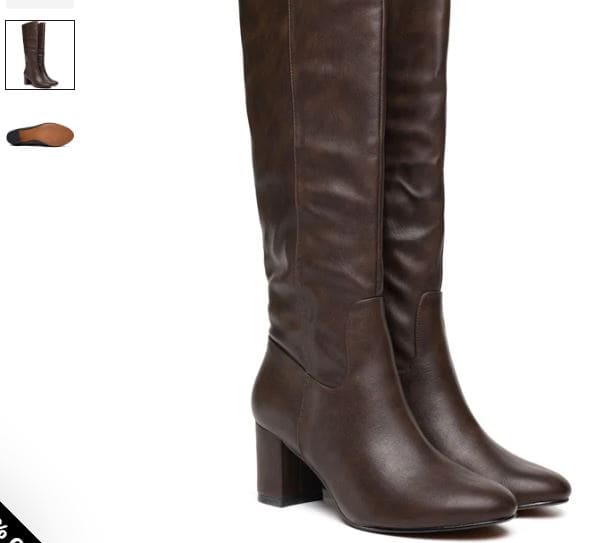 A pair of brown knee-high boots with a side zipper, made from avocado vegan leather by V.GAN.