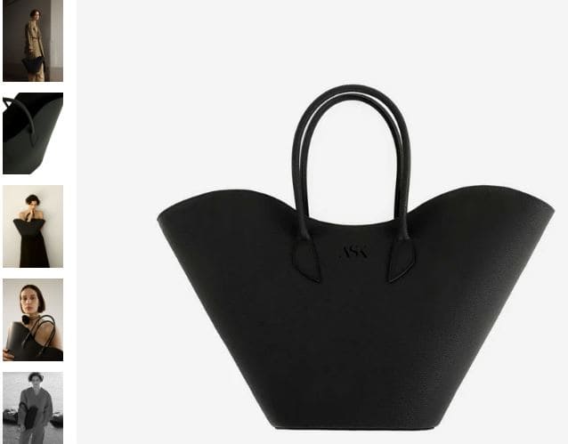 Elegant black tote featuring two handles, made from sustainable Willow MIRUM® Vegan Leather by ASK Scandinavia.